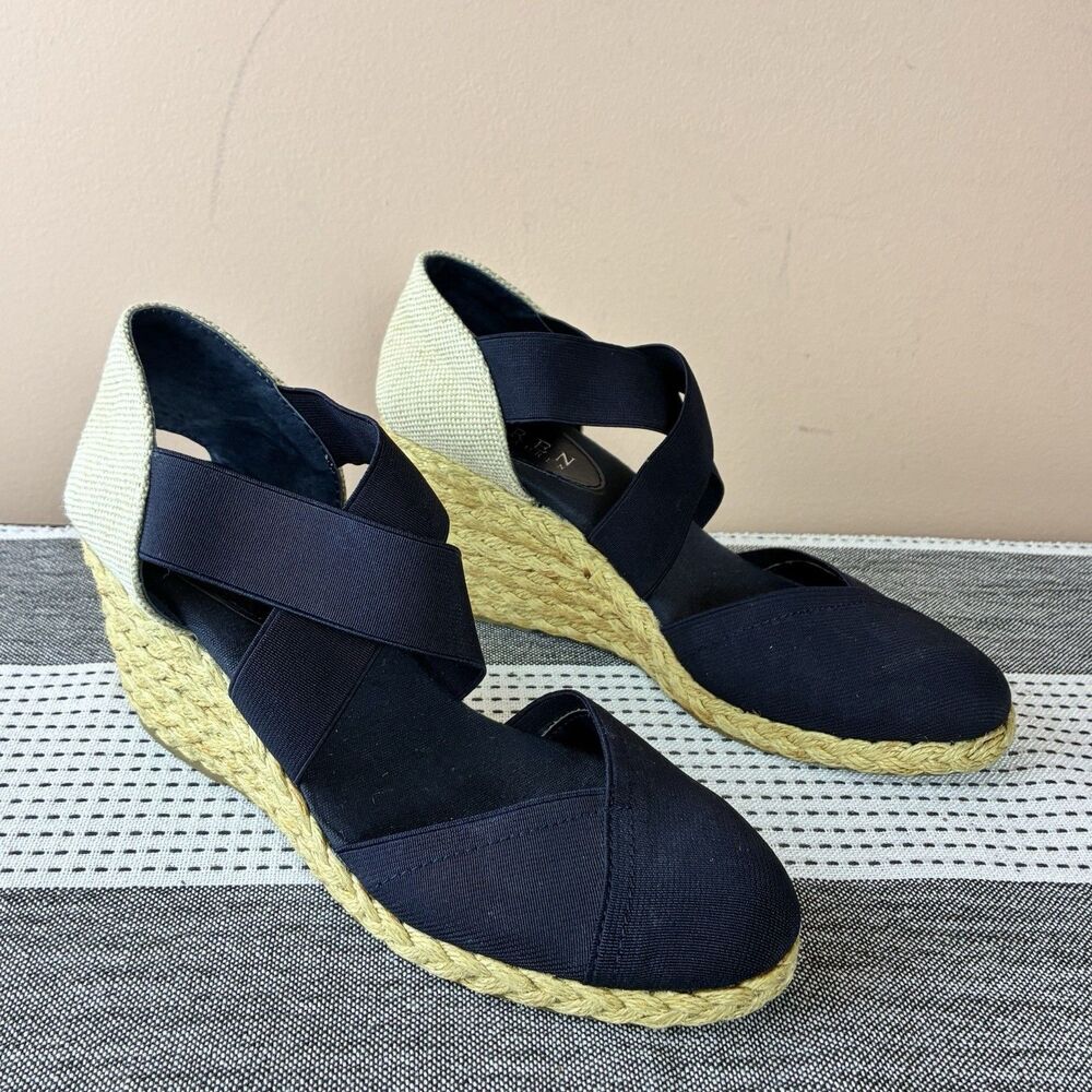 Lauren Ralph Lauren Collins Espadrille Black/Natural Wedge Women’s Sz 6.5B